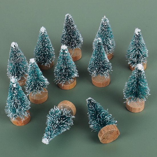 Flessenborstel kerstboom 12 pack mini kerstbomen
