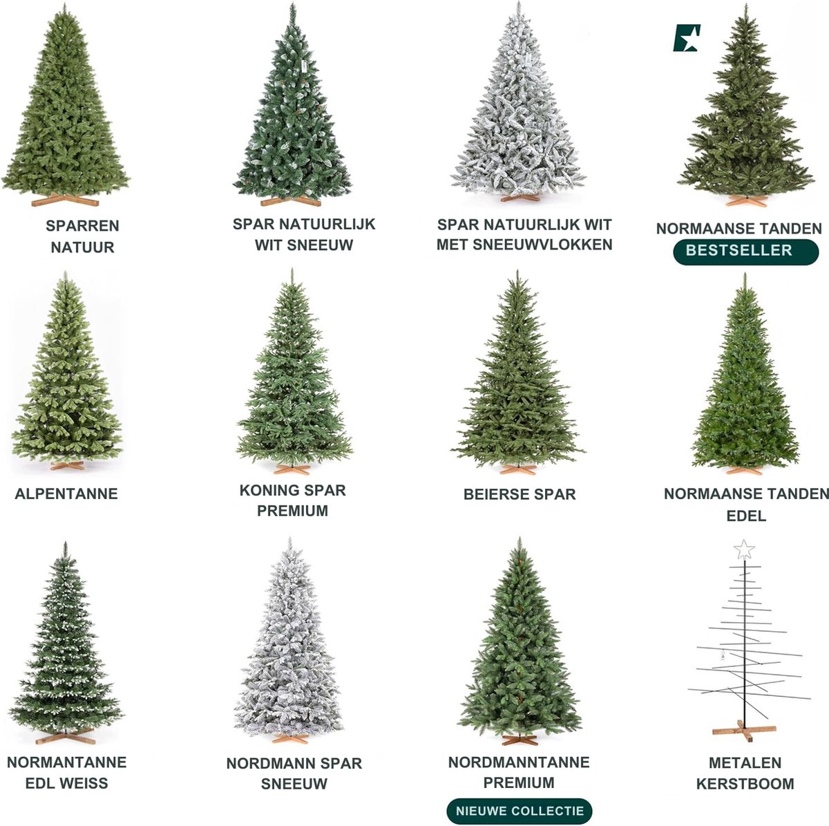 FT14/FT15 Nordmanntanne Kunstkerstboom 180 cm PVC Groene Stam Houten Standaard