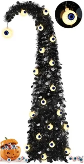 Gebogen kerstboom - 150 cm - zwart met verlichting