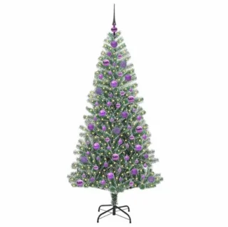 Gevlochten kerstboom met sneeuw en ledlicht 180 cm