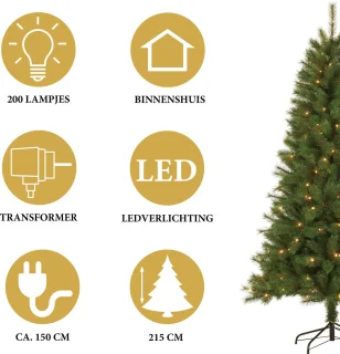 Giftsome Kunstkerstboom 210 cm LED Metalen Voet