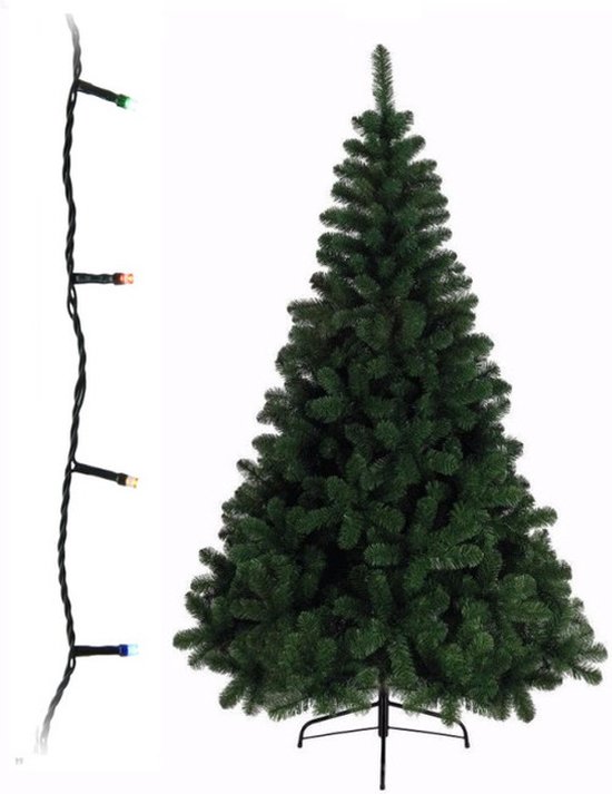 Groene kunst kerstboom 210 cm met verlichtingssnoer