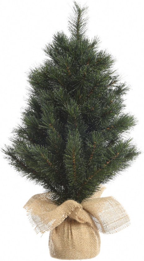 Groene kunstkerstboom 45 cm met jute zak