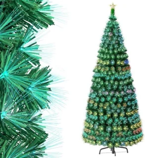Grote kunstkerstboom 240 cm met glasvezelverlichting en standaard