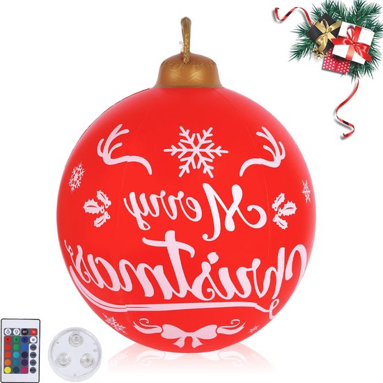 Grote Opblaasbare Kerstbal 60 cm LED Met Afstandsbediening
