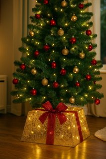 Sfeervolle en compacte kerstboomrok met ingebouwde LED-verlichting