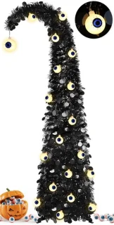 Halloween kerstboom zwart met verlichting 127 cm