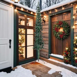 Halve kunstkerstboom 240 cm groen met standaard