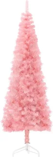 Halve Kunstkerstboom 240 cm Roze met standaard