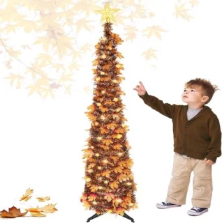 Herfst klatergoud boom 150 cm kunstmatige esdoorn met lichtjes