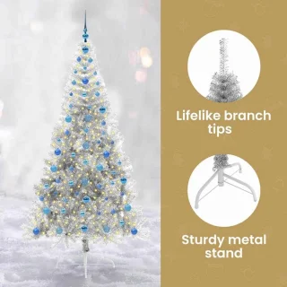 Hoge Kunstkerstboom 210 cm Zilver