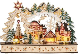 HOMCOM Kerstdorp paneel - natuurlijk hout
