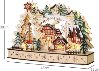 HOMCOM Kerstdorp paneel - natuurlijk hout