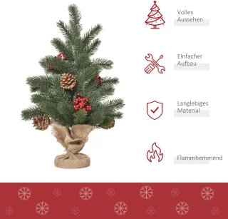 HOMCOM Kunstkerstboom 50 cm - Groen