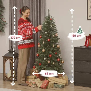 HOMCOM Kunststof Kerstboom 150 cm Groen