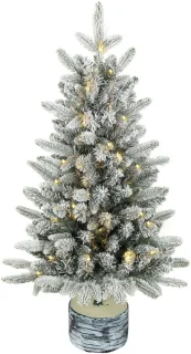 Homona kunstkerstboom met sneeuw en led-verlichting – groen/wit