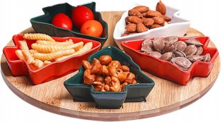 Hors d'oeuvres Serveerset Kerstboom 5-delig met Bamboe Bord