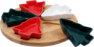Hors d'oeuvres Serveerset Kerstboom 5-delig met Bamboe Bord