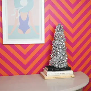 Housevitamin Discobal Kerstboompje - Kunststof, Zilver, 20x19x42 cm