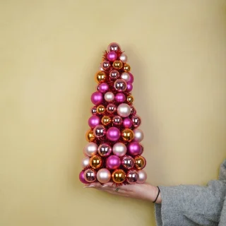 Housevitamin Kerstboompje Kerstdecoratie kunststof 19x41 cm roze/oranje