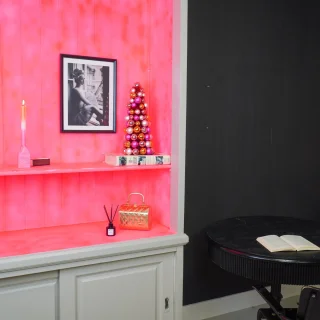 Housevitamin Kerstboompje Kerstdecoratie kunststof 19x41 cm roze/oranje