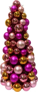 Housevitamin Kerstboompje Kerstdecoratie kunststof 19x41 cm roze/oranje