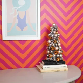 Housevitamin Kunststof Kerstboompje 19x41 cm Taupe/Oranje