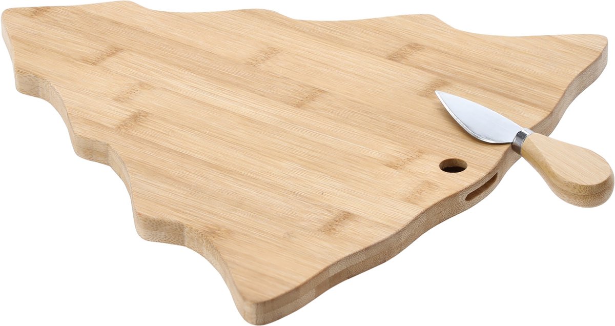 Houten Kaasplank Kerstboom 38x31,5x1,5 cm met Mes