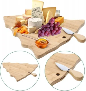Houten Kaasplank Kerstboom 38x31,5x1,5 cm met Mes