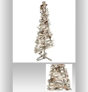 Houten kerstboom met takken en sterren, 57 cm