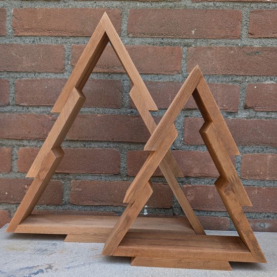 houten kerstboompjes set 2 zonder decoratie