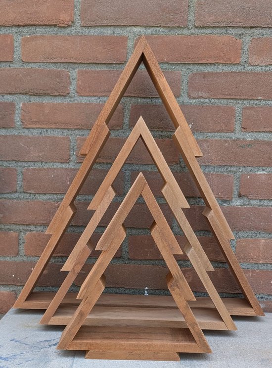 houten kerstboompjes set van 3 decoratie kerstfeest