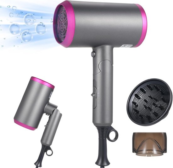 Inklapbare Haardroger 1800W Ionen - Diffuser & Concentrator