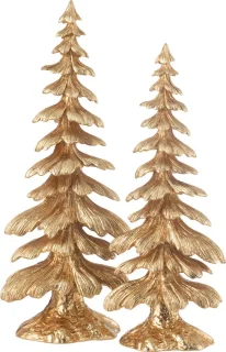 J-Line decoratie denneboom - polyresin - goud - large