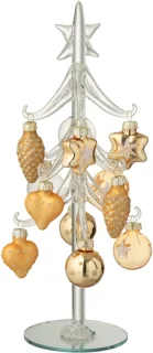 J-Line decoratie Kerstboom + Ballen - glas - goud