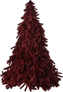 J-Line decoratie kerstboom Donzig - polyester - bordeaux - large