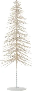 J-Line decoratie Kerstboom Glitter - metaal/kunststof - wit/zilver - small