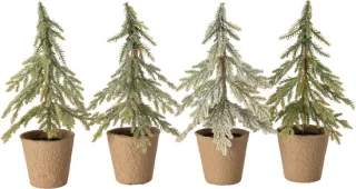 J-Line decoratie kerstboom in pot - 4 stuks
