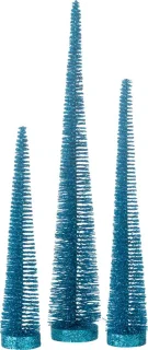 J-Line decoratie kerstboom kunststof blauw doos van 3