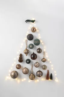 J-Line decoratie kerstboom kunststof bordeaux 4 stuks