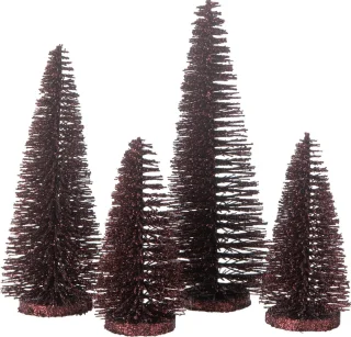 J-Line decoratie kerstboom kunststof bordeaux 4 stuks