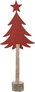 J-Line decoratie kerstboom met ster – ijzer en hout – rood – large