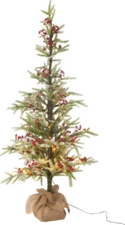 J-Line decoratie kerstboom Sneeuw + Zak – kunststof/jute – large