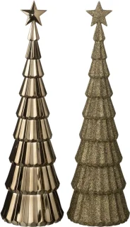 J-Line decoratie Kerstboom + Ster - 2 stuks