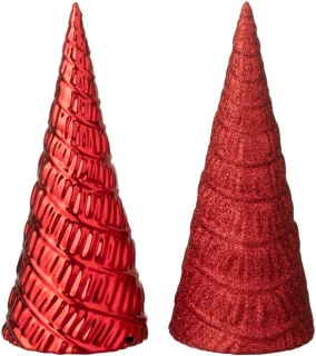 J-Line decoratieboom - kerstrood - 2 stuks