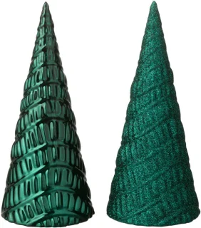 J-Line decoratiekerstboom van kunststof, groen, 2 stuks
