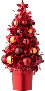 J-Line kerstballen Kerstboomrood - 2 stuks
