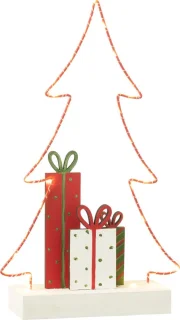J-Line kerstboom met cadeaus - hout - wit/rood/groen - large