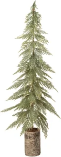 J-Line Kerstboom met houten voet – donkergroen/naturel – large