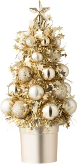 J-Line kerstboom met kerstballen - champagne - 2 stuks